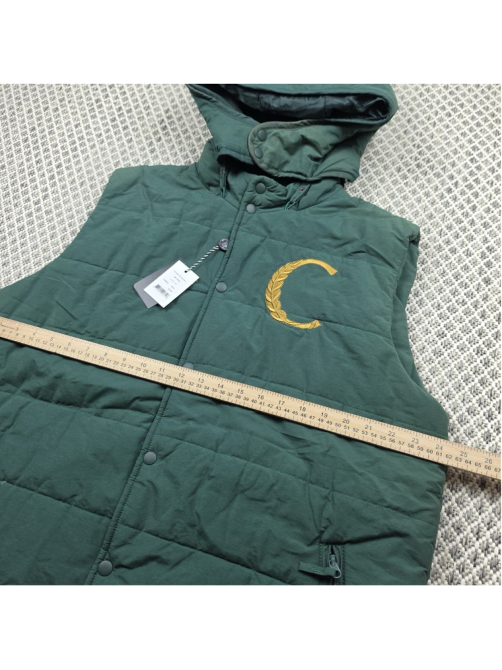 NWT Crooks & Castles Y2K Quilted Hooded Puffer Vest Green XL Streetwear - Picture 13 of 15